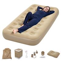 Warmiehomy Single Air Bed with Built-in Electric Pump, Self Inflation&Deflation Mattress with Pillows, Blow Up Bed with Carry Bag for Bedroom, Camping, Indoor&Outdoor, Airbed 40cm Thickness