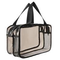 Aucuu Clear Toiletry Bag, Portable Travel Makeup Bag, Wet Dry Separation PVC Wash Bags, Large Capacity Travel Toiletries Case, Waterproof Makeup Bags with Handles, Clear Cosmetic Bag for Women Girls