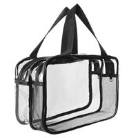 Aucuu Clear Toiletry Bag, Portable Travel Makeup Bag, Wet Dry Separation PVC Wash Bags, Large Capacity Travel Toiletries Case, Waterproof Makeup Bags with Handles, Clear Cosmetic Bag for Women Girls