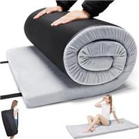 TokSay Memory Foam Camping Mattress - Portable Roll Up Sleeping Pad for Car, Tent, Cot & Floor - Waterproof, Comfortable & Compact with Travel Bag