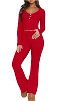 LACOZY Women's Pyjama Sets 2 Piece Sexy Long Sleeve Lounge Set Casual V Neck Shirts Workout Sets for Gym Yoga
