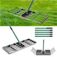 Lawn Leveling Rake 76x25cm, Heavy Duty Lawn Leveler with 85-195cm Adjustable Handle, Foldable Ground Leveling Tool for Soil, Sand, Gravel, Ergonomic Design for Lawn