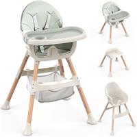 Baby High Chair, 4-in-1 Convertible Highchairs, Adjustable Height,Comfortable Toddler Chair & Table,Removable Double Tray,Ergonomic Feeding Chair, Portable Baby Chairs for 6 Months to 5 Years