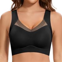 Cavotor Wireless Bras for Women Comfort Support Non Wired Sport Bra for Large Busts Seamless Padded Soft Mesh Bralettes