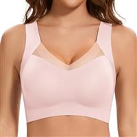 Cavotor Wireless Bras for Women Comfort Support Non Wired Sport Bra for Large Busts Seamless Padded Soft Mesh Bralettes