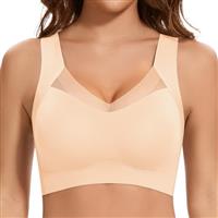 Cavotor Wireless Bras for Women Comfort Support Non Wired Sport Bra for Large Busts Seamless Padded Soft Mesh Bralettes