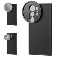 NEEWER S25 Ultra Case, Protective Faux Leather Phone Case with 17mm Lens Mounts & 67mm Filter Adapter for Video Recording, Compatible with Samsung Galaxy S25 Ultra MagSafe Charging, PA092 Black