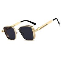 MEGAVOW Retro Steampunk Sunglasses for Men Women, Vintage Sq