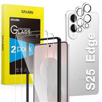 SPARIN Screen Protector for Samsung Galaxy S25, 3 Tempered Glass Screen Protector with 2 Camera Lens Protector, Fingerprint ID Compatible, Installation Alignment Frame Included