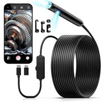 KAIWEETS Endoscope Inspection Camera, 1920 HD Flexible Camera Endoscope with 8 LED Lights, 7.9mm IP67 Waterproof Drain Lens 16.5ft Semi-Rigid Cable Snake Endoscope for iPhone, Ipad, Samsung