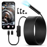 KAIWEETS Endoscope Inspection Camera, 1920 HD Flexible Camera Endoscope with 8 LED Lights, 7.9mm IP67 Waterproof Drain Lens 16.5ft Semi-Rigid Cable Snake Endoscope for iPhone, Ipad, Samsung
