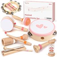 Kids Musical Instruments Baby Musical Instrument Toddler Toys Wooden Toys Baby Maracas Percussion Drum Instruments Musical Toys Sensory Toys for Boys Girls Gift