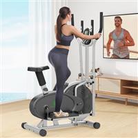 Cowmew Elliptical Cross Trainer, 2 in 1 Cross Trainer Exercise Bike with Adjustable Seat