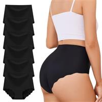 TDONE Seamless Knickers for Women, Breathable High Waisted Seamless Underwear, Comfortable No Vpl Show Panties, Soft Moisture Wicking Wavy Edges Knickers, Full Coverage Briefs Multipack(6 Pack)