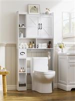 FiveWillowise Over Toilet Storage Unit, Bathroom Storage Cabinet with Barn Doors, Space Saving Over Toilet Shelf Unit with Adjustable Open Shelves, Bathroom and Laundry Room Cabinet Furniture