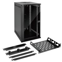 Wall Mount Server Cabinet IT Network Rack Enclosure Lockable Door and Side Panels Black,Standard Glass Door,17.7inch Depth,for 19 IT Equipment,A/V Devices