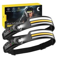 2-Pack-Head Torch Rechargeable-Super-Bright-LED-Headtorch-Headlamp with Sensor Control-Headlight-10 Light Modes-IPX4 Waterproof-Adjustable Strap-Lightweight-For Running-Camping-Cycling-Fishing