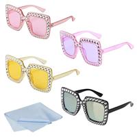 Retro Square Sunglasses, 4 Pack Oversized Frame Sunglasses,