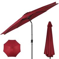 ZealWe Garden Parasol 3m Umbrella Outdoor Sun Shade with Tilt Crank Handle and 8 Ribs for Patio Beach Pool Lawn Backyard Deck
