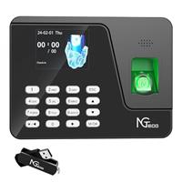 NGTeco Clock in Machine for Employees, No Internet/Software Needed, Fixed Shifts Suppor, 1000 Fingerprint Capacity, Biometric & Password Attendance, Automatic Work Hour Calculation