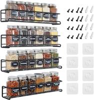 Estefanlo Spice Rack for Inside Cupboard, Spice Rack Wall Mounted with Adhesive Stickers & Screws