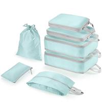Compression Packing Cubes 7-Piece Set with Multi- Compartment Travel Bag, Waterproof Suitcase Organiser Bags,Travel Packing Cubes for Suitcases, Packing & Storage for Luggage