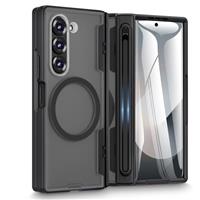 Doeshine for Samsung Galaxy Z Fold 6 Case with Magnetic Charging & Thinner S Pen Slot (No S Pen), Built-in Screen Protector & Hinge Protection, Translucent Hard Shockproof Cover for Fold 6