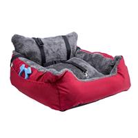Plush Dog Car Seat for Small Dogs & Cats, Comfortable Pet Car Seat with Safety Leash & Non-Slip Base, Car Seat Bed with Storage Pocket, Soft Secure Small Dog