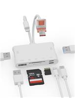 Memory Card Reader, 6 in 1 SD Card Reader & USB OTG Adapter for iPhone/iPad, USB C and USB A Devices with Micro SD & SD Card Slots, Supports SDHC/SDXC/MMC