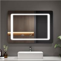 EMKE LED Bathroom Mirror with Shaver Socket, Backlit Bathroom Mirror with LED Lights, Anti-fog/Dimmable, Smart Mirrors, IP44