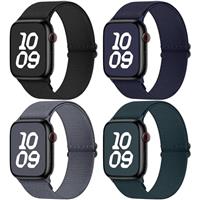 Fullmosa 4 Pack Stretch Bands Compatible with Apple Watch Straps 38mm 40mm 41mm 42mm 44mm 45mm 46mm 49mm for Women Men, Sport Nylon Apple Watch Band for iWatch Series 10 9 8 7 6 5 4 3 SE Ultra