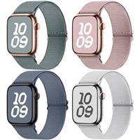 Fullmosa 4 Pack Stretch Bands Compatible with Apple Watch Straps 38mm 40mm 41mm 42mm 44mm 45mm 46mm 49mm for Women Men, Sport Nylon Apple Watch Band for iWatch Series 10 9 8 7 6 5 4 3 SE Ultra
