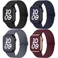 Fullmosa 4 Pack Stretch Bands Compatible with Apple Watch Straps 38mm 40mm 41mm 42mm 44mm 45mm 46mm 49mm for Women Men, Sport Nylon Apple Watch Band for iWatch Series 10 9 8 7 6 5 4 3 SE Ultra
