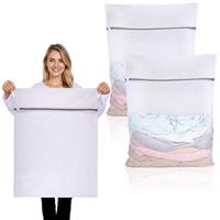 2 PCS Large Mesh Laundry Bags with Zips, 80x60cm Reusable Laundry Bags for Washing Machine Washing Bags for Laundry Delicates Wash Bags for Sweater, Coat, Lingerie, Travel Organizer(XXL, White)