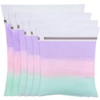 6 PCS Mesh Laundry Bags with Zips, Large Fine Laundry Bags for Washing Machine Reusable Washing Bags for Laundry Wash Bags for Clothes, Socks, Underwear, Bra (60x50cm/50x40cm/40x30cm/30x20cm, White)