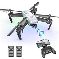 T6 Drone with 1080P HD Camera for Adults/Kids - White Long Distance RC Quadcopter Equipped w/2 Batteries, Drones for Beginners, Girls/Boys Toys Birthday Present