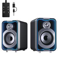 SOULION C40 Computer Speakers, Stereo Sound, 10 Watts Peak Power Bluetooth PC Speakers with Dynamic Lighting for Desktop, Laptop, Phone, USB Powered
