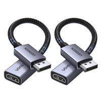UGREEN 4K Displayport to HDMI Adapter 2Pack Uni-Directional Braided DP to HDMI Cable Aluminium Male to Female Converter Multi-Screen Compatible with Monitor Projector HDTV Dell Laptop HP AMD NVIDIA