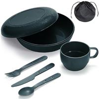 Berglander Camping Mess Set with Bowl, Plate, Cup, Spoon, Fork, Knife and Carry Bag, Camping Accessories Equipment for Travel, Picnic, Easy to Carry and Clean