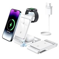 Wireless Charging Station for iPhone Wireless Charger 3 in 1 Charging Station for Apple,Foldable Stand for iPhone 16/15/14/13/12/11,for iWatch 10/9/Ultra/8/SE/7/6/5,for Airpods Pro 3 2 Elegant Black