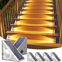 Lakey Sound Solar Lights Outdoor 4 Pack, Outside Garden Step Lights IP67 Waterproof, 10 Color Modes Solar Powered Stairs Light, 12H Lighting & Easy Install for Front Porch, Patio, Doorstep, Pathway