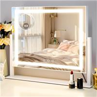 LuxeVue Vanity Mirror with Lights, 4030cm LED Makeup Mirror, Light Up Vanity Mirror with 3 Colors Dimmable Strip Light, Dimming Touch Sensor, Detachable 15X Spot Magnifying, 360Rotation (White)