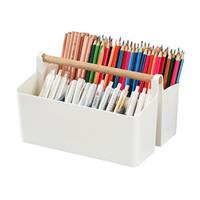 Himilucky Pen Holder, Desk Organisers with 8 Compartments Pencil Organizer, Stackable Organizer Caddy for Home Office Supplies Desktop Tidying and Stationary Storage 2517.515.5cmWhite