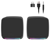 INGONEON Small Computer Speakers for Desktop PC,Desktop Speakers,Colorful RGB Lights Small Computer Speaker USB Powered 3.5mm Aux Mini Speaker with Lights for PC,Laptop,Tablet