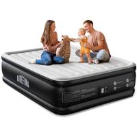 Airefina King Inflatable Mattress, Air Bed with Built-in Electric Pump, Fast 3-Min Self Inflation, Flocked Surface Airbed for Home, Camping & Guests, Double Blow Up Bed with Carry Bag, 203x152x46cm