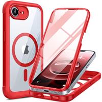 Miracase Magnetic Case for iPhone 14/15/16/16e Series Glass Case Compatible with MagSafe, [Built-in Glass Screen Protector] Full Body Case A005