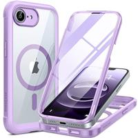 Miracase Magnetic Case for iPhone 14/15/16/16e Series Glass Case Compatible with MagSafe, [Built-in Glass Screen Protector] Full Body Case A005