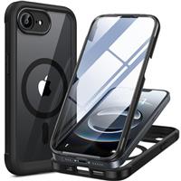 Miracase Magnetic Case for iPhone 14/15/16/16e Series Glass Case Compatible with MagSafe, [Built-in Glass Screen Protector] Full Body Case A005