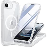 Miracase Magnetic Case for iPhone 14/15/16/16e Series Glass Case Compatible with MagSafe, [Built-in Glass Screen Protector] Full Body Case A005
