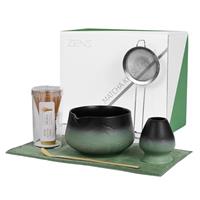 ZENS Matcha Tea Set with Bamboo Whisk,Matcha Tea Ceremony Kit Includes Ceramic Bowl & (Chasen Holder), Whisk, Scoop, Sifter and Soft Towel for Matcha Latte, Making Usucha